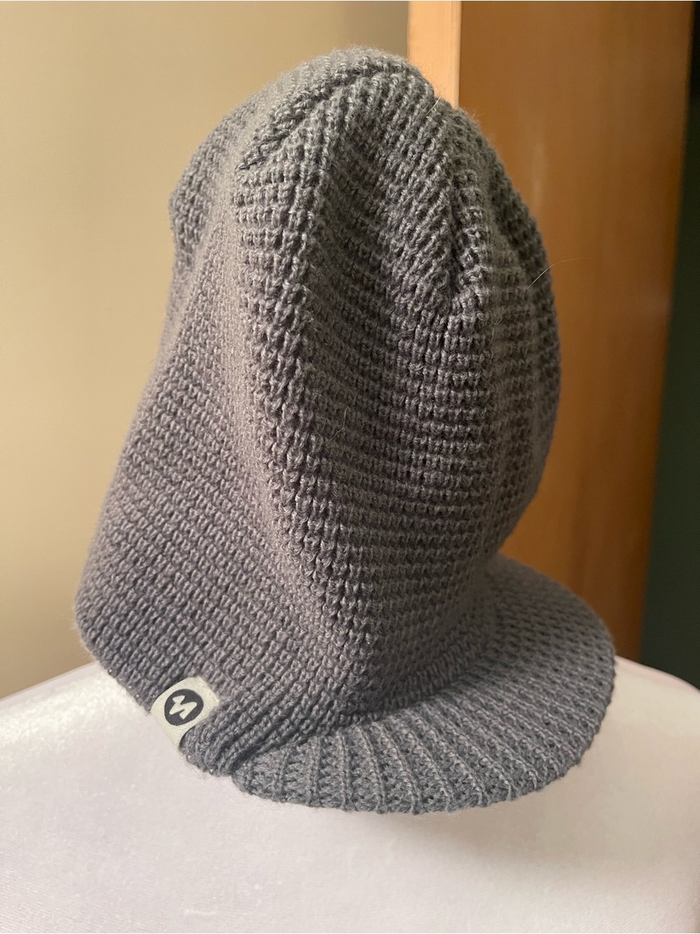 Gray Waffle Knit Visor Beanie NWOT